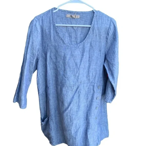🆕 Flax Linen Market Tunic Shirt Women’s Top Size Small - Picture 2 of 6